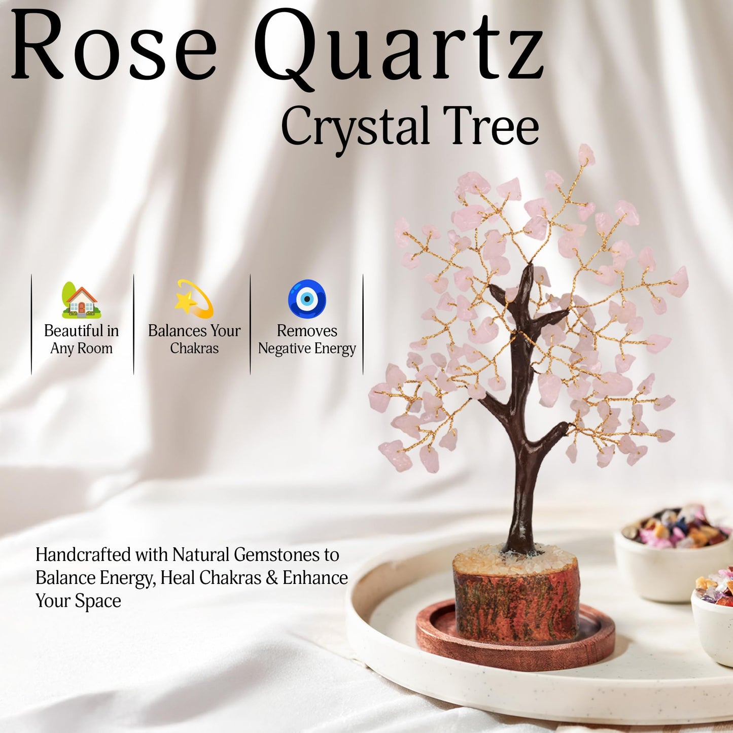 Yatskia Rose Quartz Tree, Crystals and Healing Stones, Birthday Gifts for Women, Pink Room Decor, Crystal Gifts, Ornaments for Living Room, Shelf Decor, Tree of Life Gifts