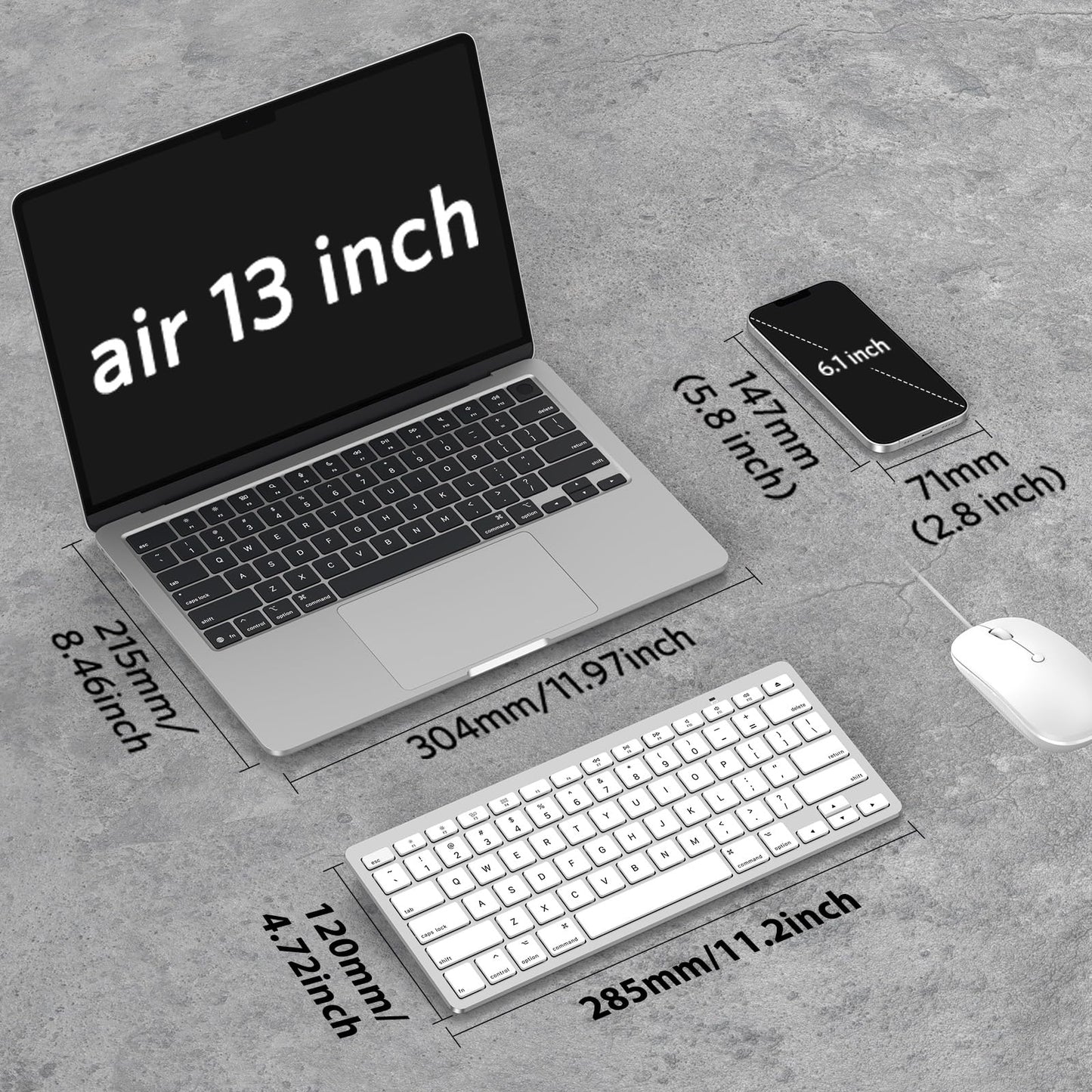 OMOTON Bluetooth Keyboard Compatible with Mac, Compact Wireless Keyboard Compatible with MacBook Pro/Air, iMac, Mac mini/Pro Laptop and PC (Silver)