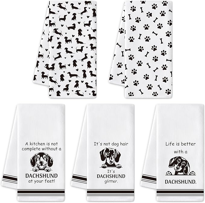 R HORSE Dachshund Kitchen Dish Towel
