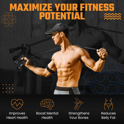 STARFIT Adjustable Lightweight Jump Rope - Tangle-Free Design for Cardio, HIIT, and Endurance Training - Durable Fitness Skipping Rope for All Levels.