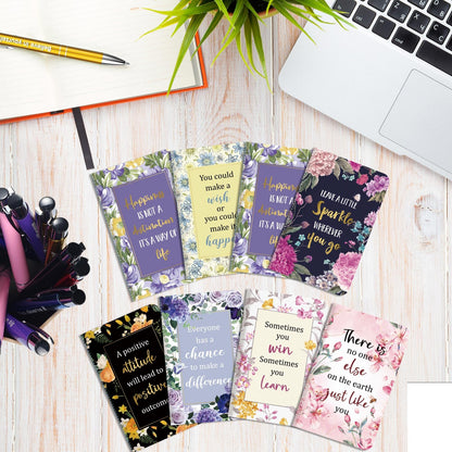 Funrous 32 Pcs Motivational Quote Pens Inspirational Notepads Mini Journal with Ballpoint Pen Small Notebooks Gift Set for Men Women Coworkers, Adult Party Favors Christmas Prizes Gift(Motivational)