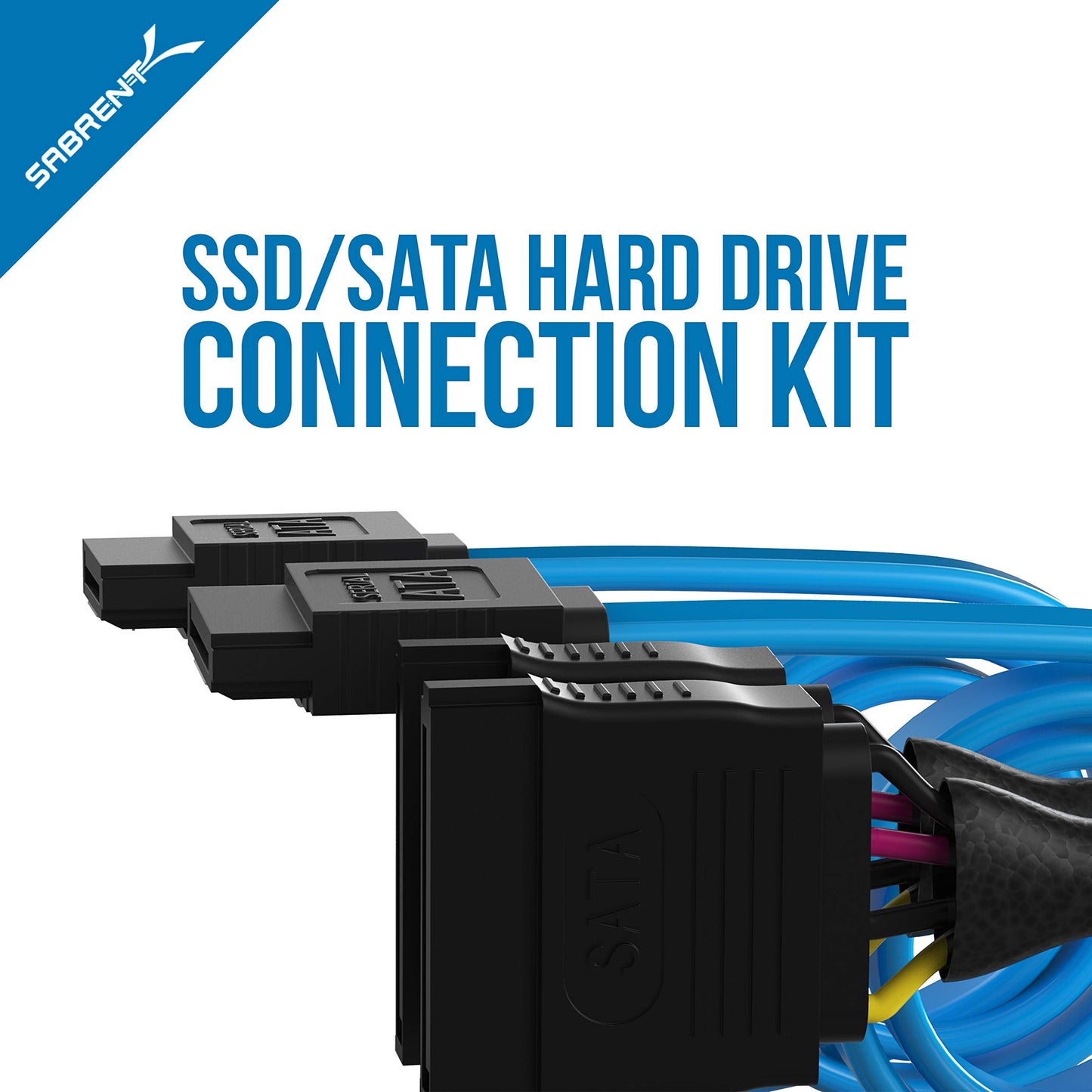 SABRENT SSD/SATA Hard Drive Connection Kit [Molex 4 Pin to x2 15 Pin SATA Power Splitter Cable and x2 SATA Cables (Data)] (CB-SDSP)