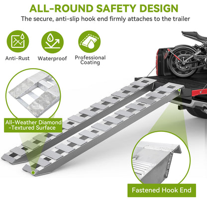 AUTOSAVER88 2pcs 6000lbs 60" x 12" Aluminum Trailer Ramps, Loading Ramps Car ATV Truck Auto Hauler Knife & Hook Ends