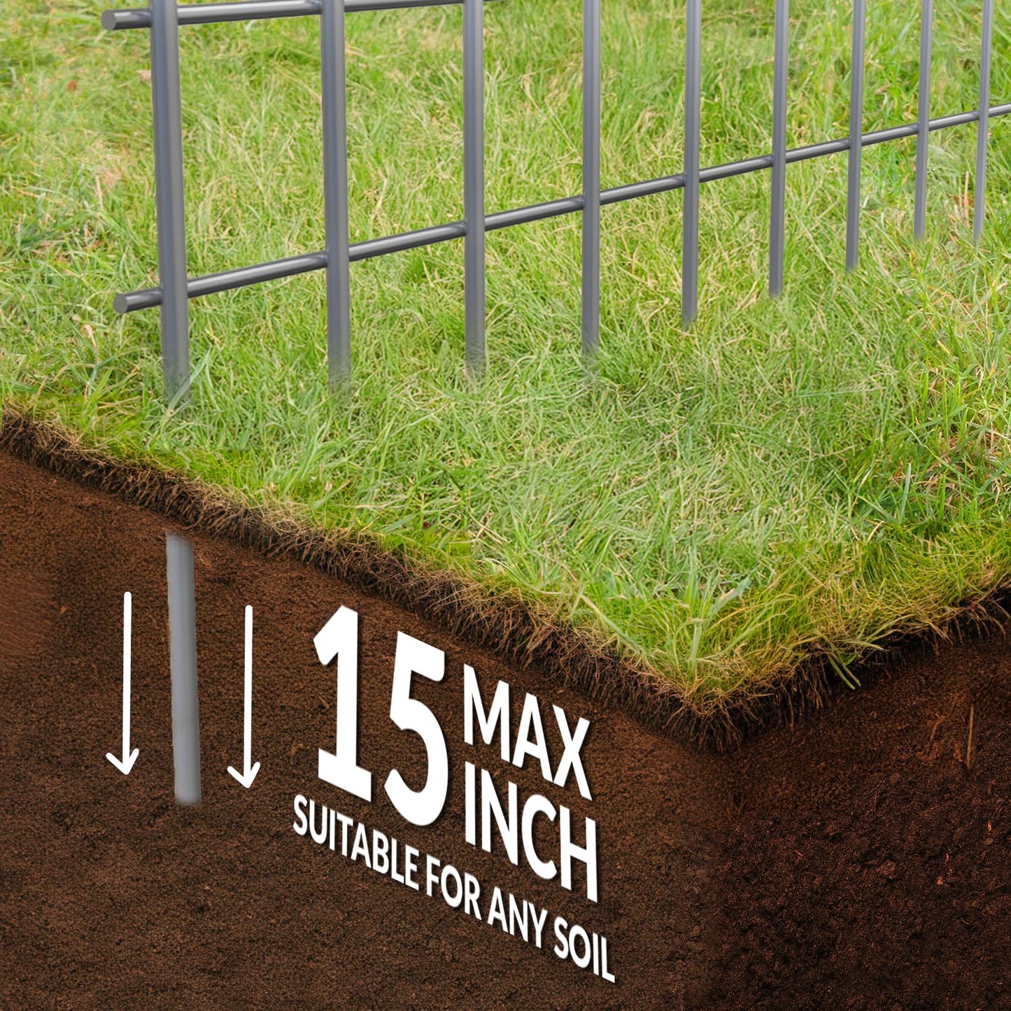 Dig Defence Original Animal Barrier Fence - X-Large Decorative Garden Fence, Outdoor No Dig Fence for Dogs and Rabbits, Yard and Patio - 24”(L) x 15”(H), 12 Pack