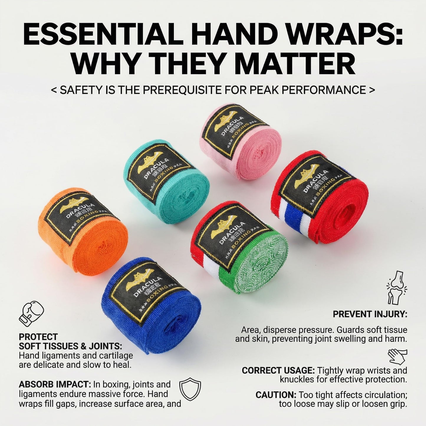 Toichi Hand Wraps for Boxing, Muay Thai, MMA –5M/197 Inches Kickboxing Hand Wraps for Men & Women, Protective Training Wrist Strips for Combat Sports, Martial Arts, Punching Bag Workout