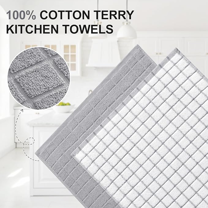 Homaxy Premium Cotton Kitchen Towels 16"x 28", Large Natural Ring Spun 390 GSM