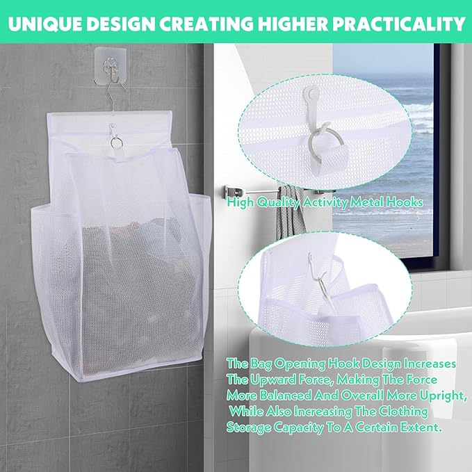 2 Pcs Hanging Collapsible Breathable Mesh Laundry Hamper, Hanging Laundry Bag