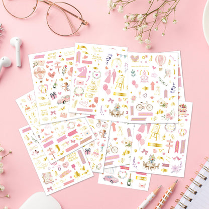 BIROYAL 12 Sheets XL Wedding Stickers for Scrapbooking | Wedding Scrapbook Stickers 6.7" x 9.5" | 450+ Bride Sticker | Bridal Shower Sticker for Engagement, Anniversary, Marriage, Decorations