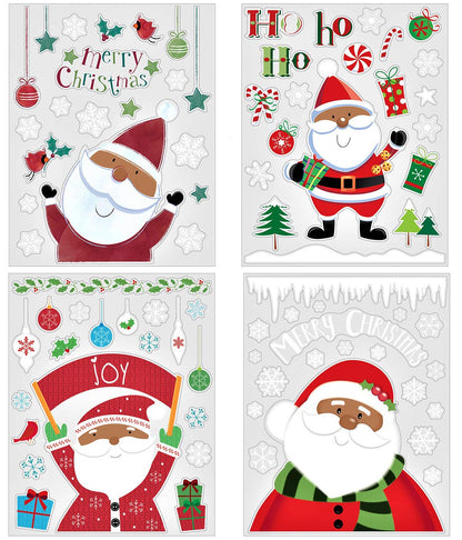 Iconikal Christmas Static Cling Window Decorations, African American Black Santa Claus, 80-Count