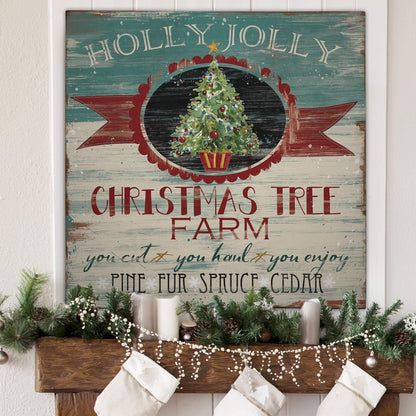 Christmas & Holiday Canvas Wall Art- Winter Christmas Tree Snowman Snow Santa Elves Decor- Ready to Hang - Tannenbaum (24x24)