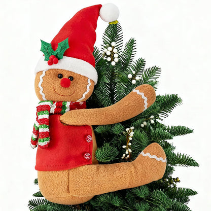 Gingerbread Christmas Tree Topper Decorations,Gingerbread Ornament Doll Tree Hugger Decor for Curtain Wine Bottle Christmas Tree Holiday Home Decor, 11" x 15"