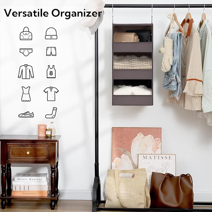 GRANNY SAYS 3 Shelf Hanging Closet Organizers and Storage, Collapsible Closet