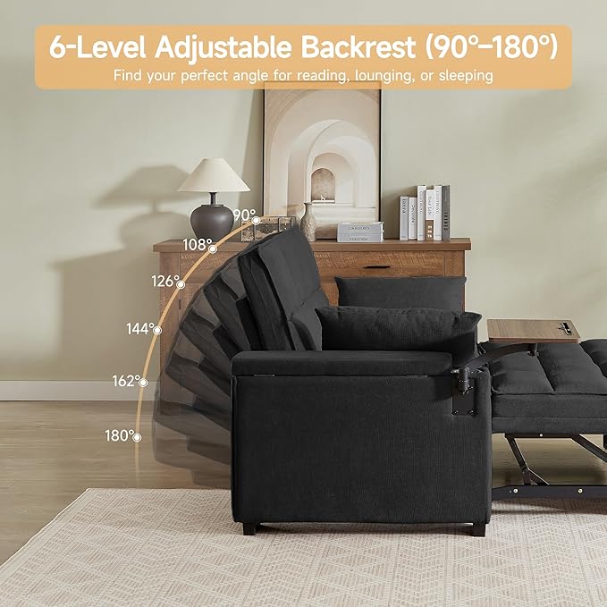 Auvsoce 65'' Chaise Lounge Chair Indoor, 3-in-1 Convertible Sofa Bed