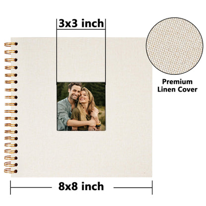 Vienrose 8x8 Inch Scrapbook DIY Small Hardcover Kraft White Pages Scrapbook Photo Album Linen Cover Scrap Book Photo Albums Scrapbooking Supplies Kit for Couple Family Wedding Travel