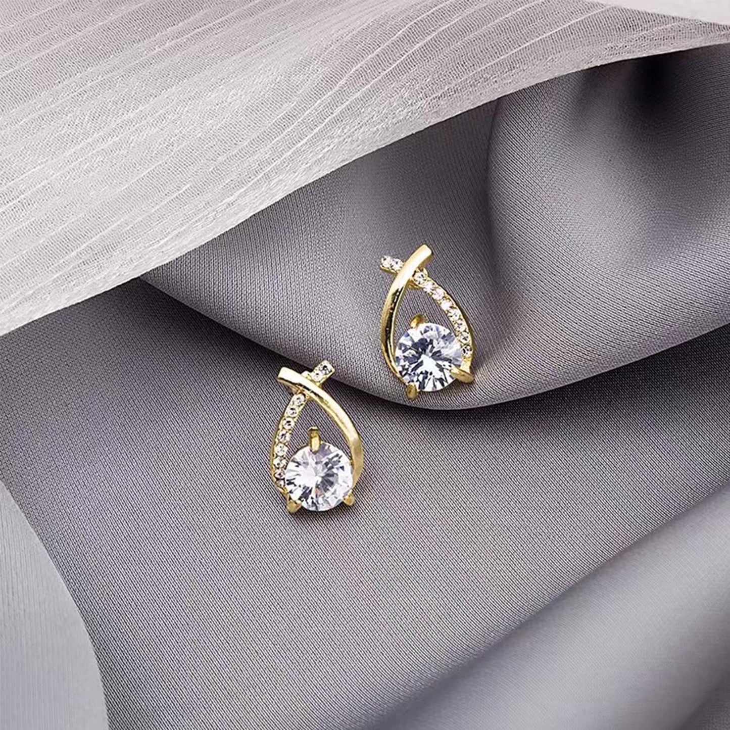 Halolux Lymphvity Germanium Earrings for Women Atheniz Lymphatic Drainage Earrings Gold Silver Cubic Zirconia Hoop Earrings Trendy Jewelry for Women (Gold B+Gold B)