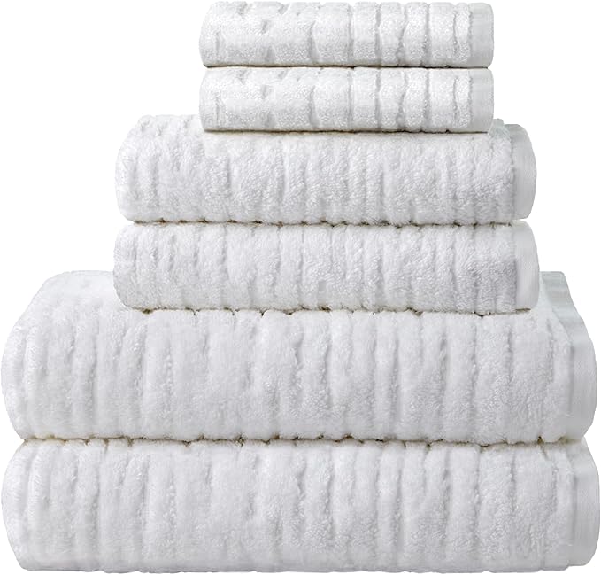 SKL Home CloudSoft 100% Cotton Luxury 6-Piece Towel Set, 600 GSM, Ultra Plush &