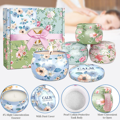 BlissfulOasis Scented Candles Set, 17.6 oz 4 Pack Home Scented Candles, 100-120 Hours Candle Set for Men and Women, Long Lasting Soy Wax Aromatherapy Gift for Birthday, Valentine's Day, Mother's Day