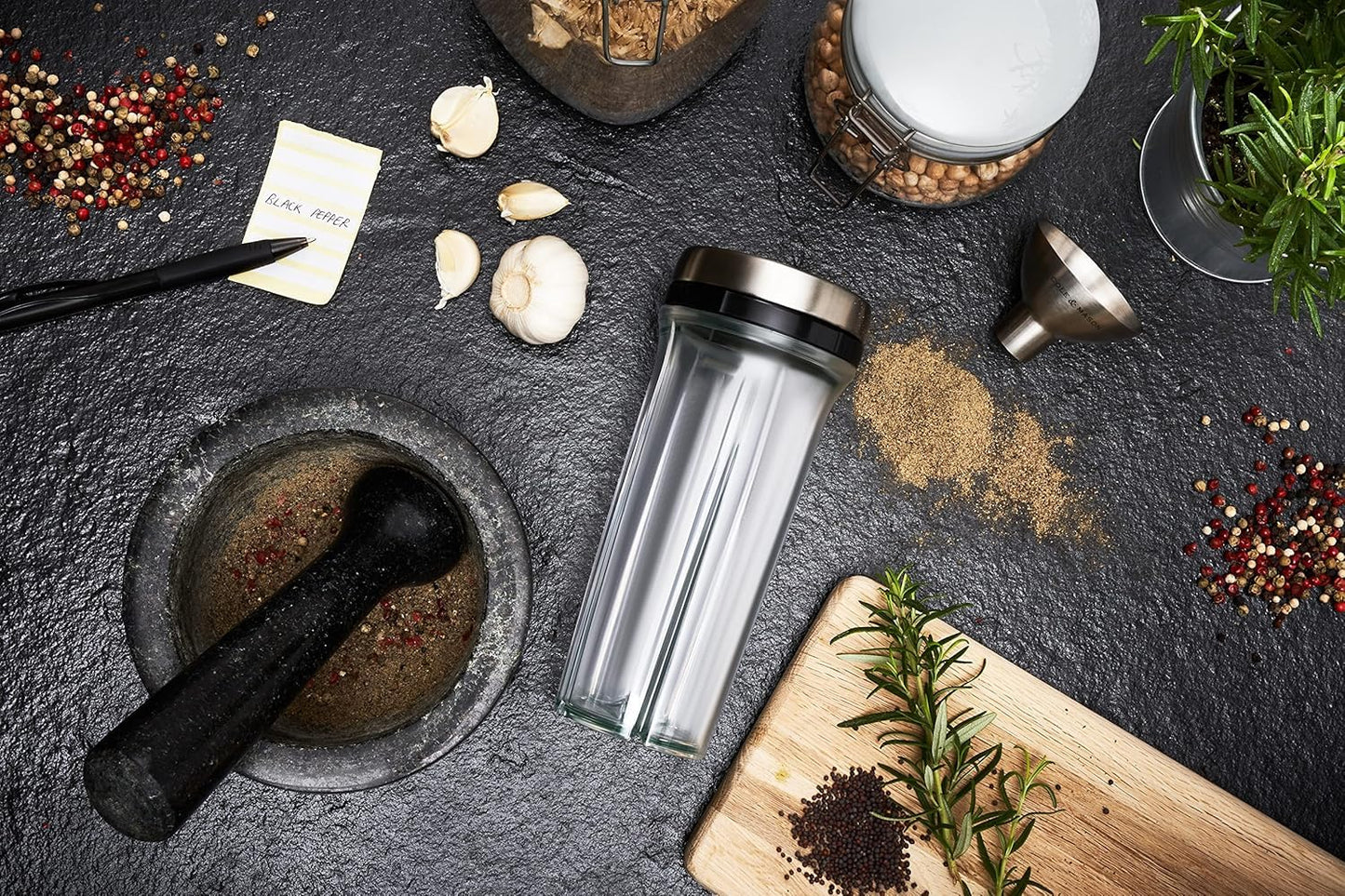 COLE & MASON Stainless Steel Salt and Pepper Funnel - Versatile Small Funnel for Filling Spice Jars and Other Kitchen Essentials - Convenient Funnels for Kitchen Use Filling Bottles - Metal Funnel