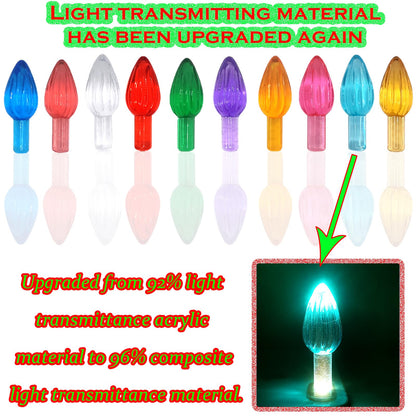 110Pcs in 10 Colors Ceramic Christmas Tree Replacement Lights - Plastic Bulbs Pegs, Included Angel Topper/Heart Top/Cross Stars/Egg/Turkey/Skeleton Hand/Clover.