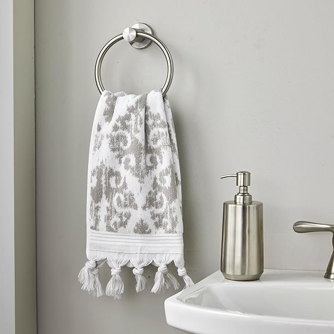SKL Home Mirage Fringe 100% Turkish Cotton Hand Towel, 16x26 in