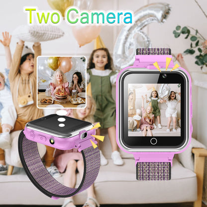 PTHTECHUS Kids Music Smartwatch with Game - Boys & Girls HD Touch Screen Smart Watch Phone with Camera Games Pedometer Sports Watches Supplies Grade Student Back to School（X32 Purple）