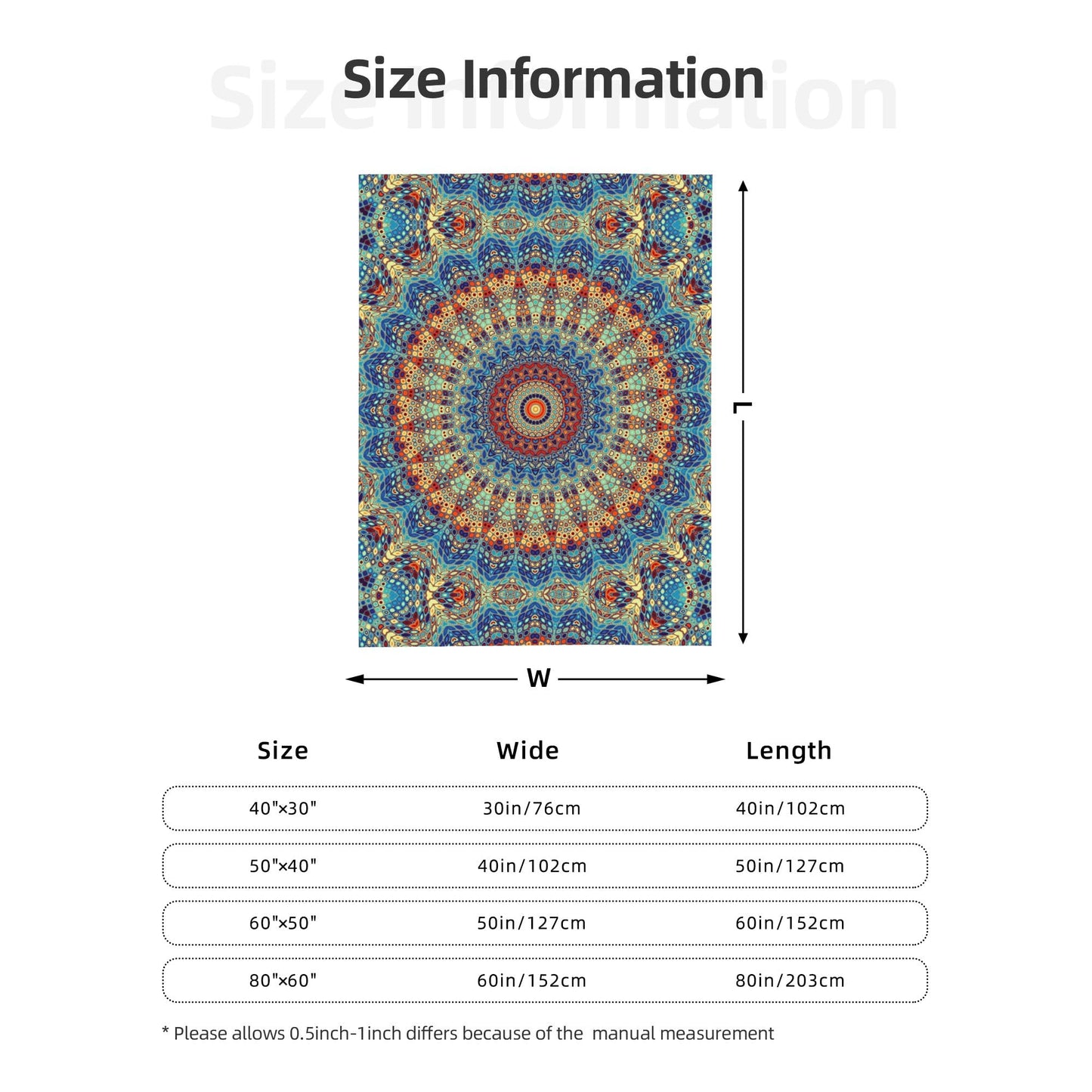 Mandala Blanket Gifts, Soft Flannel Throw Blanket for Couch, Bed, Travel, Living Room, Home Decor, Cozy Lightweight Warm Fluffy Fuzzy Blankets for Adults Women Girls (50×40 Inch, Mandala)