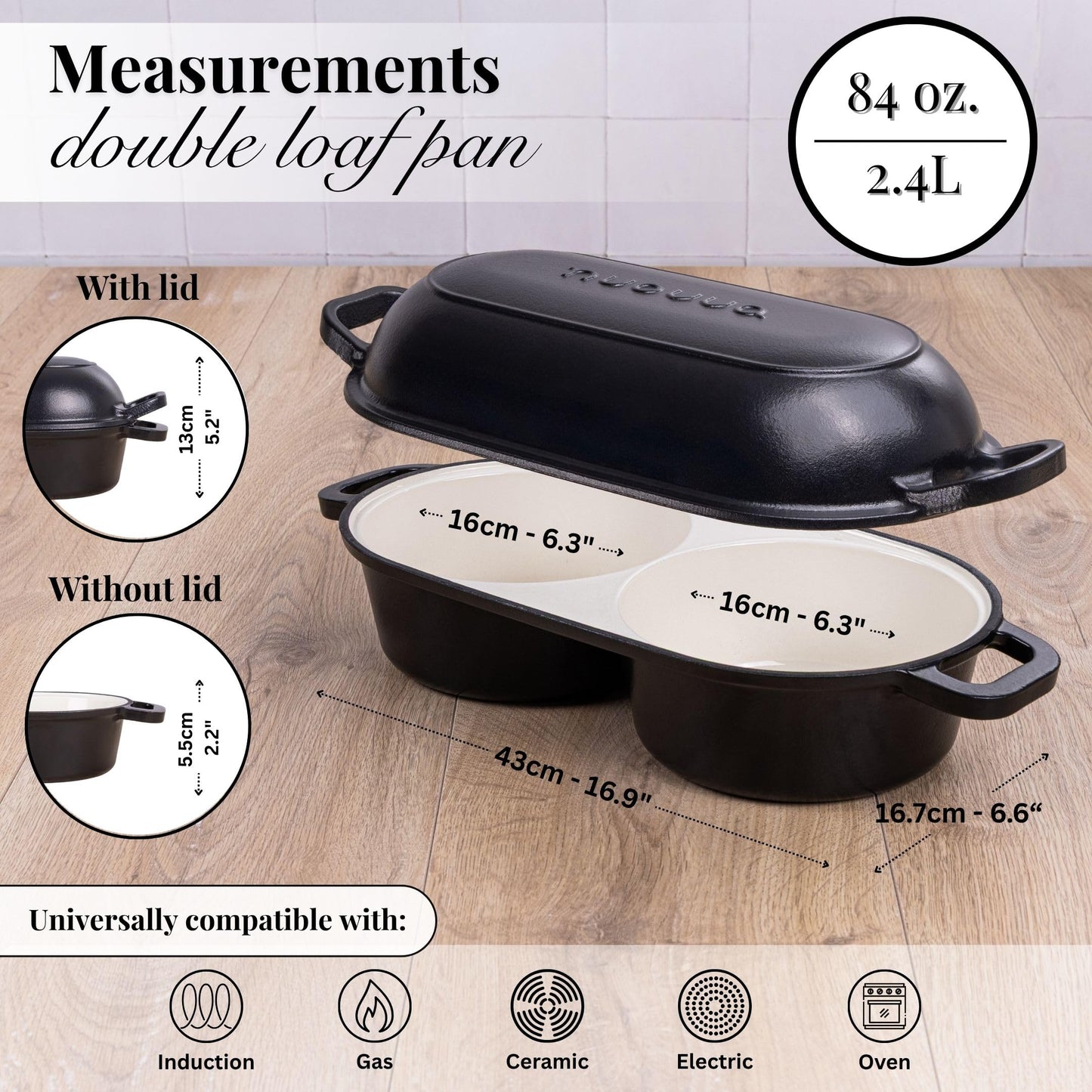 Nuovva Enamelled Cast Iron Cookware Bundle – Dutch Oven Pot with Lid & Double Bread Loaf Pan – Premium Cookware Set for Baking, Roasting & Everyday Cooking