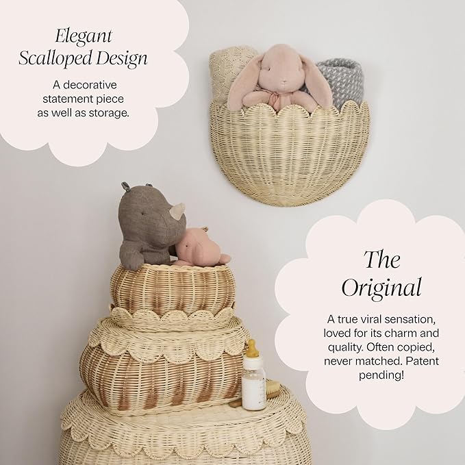 BEBE BASK Scalloped Wicker Wall Basket