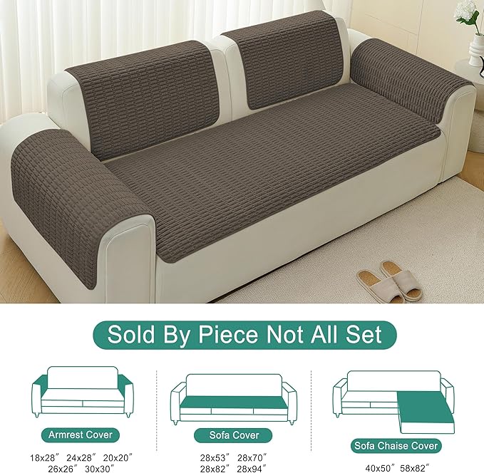 Foxdecor Couch Arm Covers Sofa Arm Cover, Arm Chair Covers Set of 2, Non-Slip