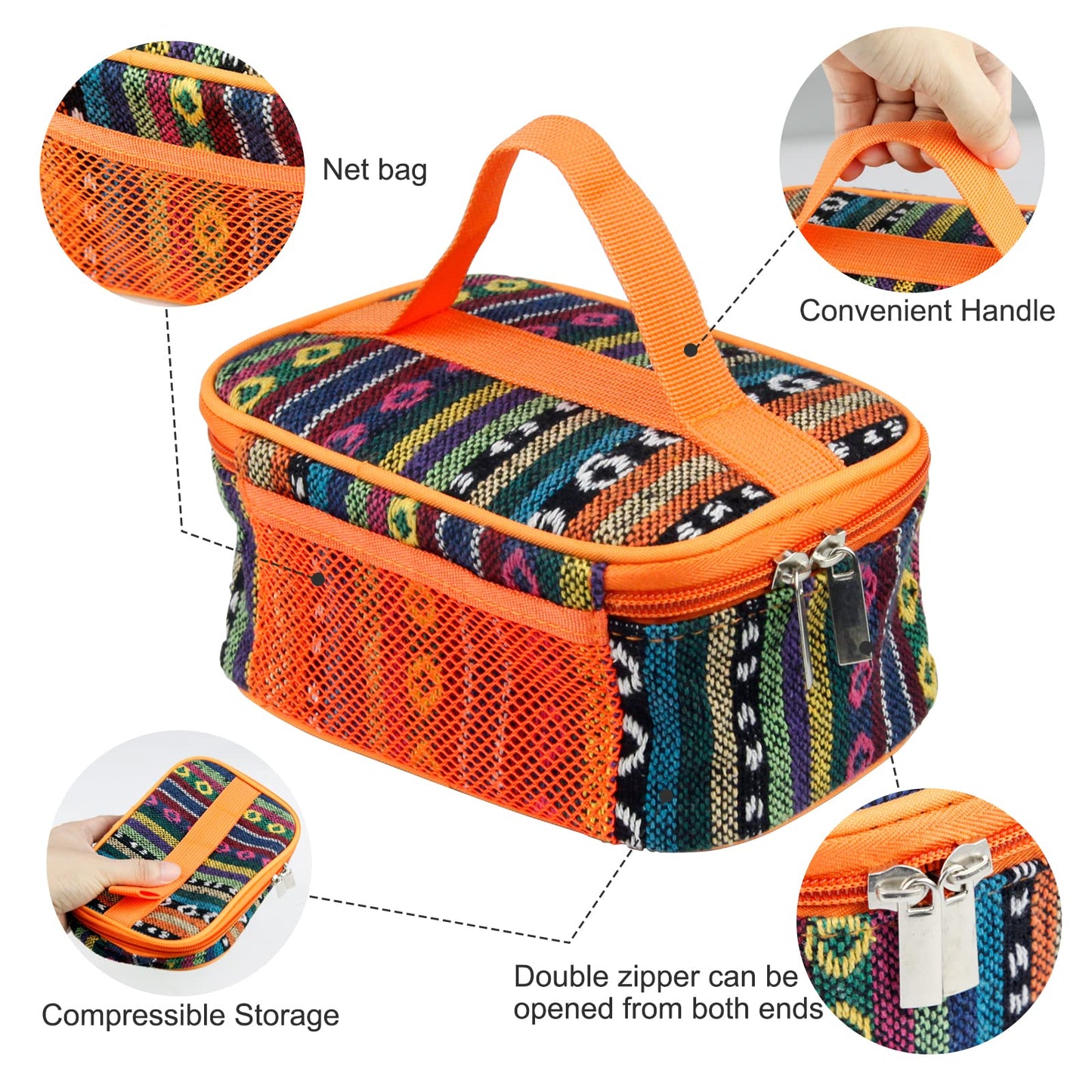 6PCS Camping Spice Kit with Travel Bag – Salt, Pepper, Sugar and Herb Shakers Set, Seasoning Container for Outdoor Cooking, Hiking, and Home Use