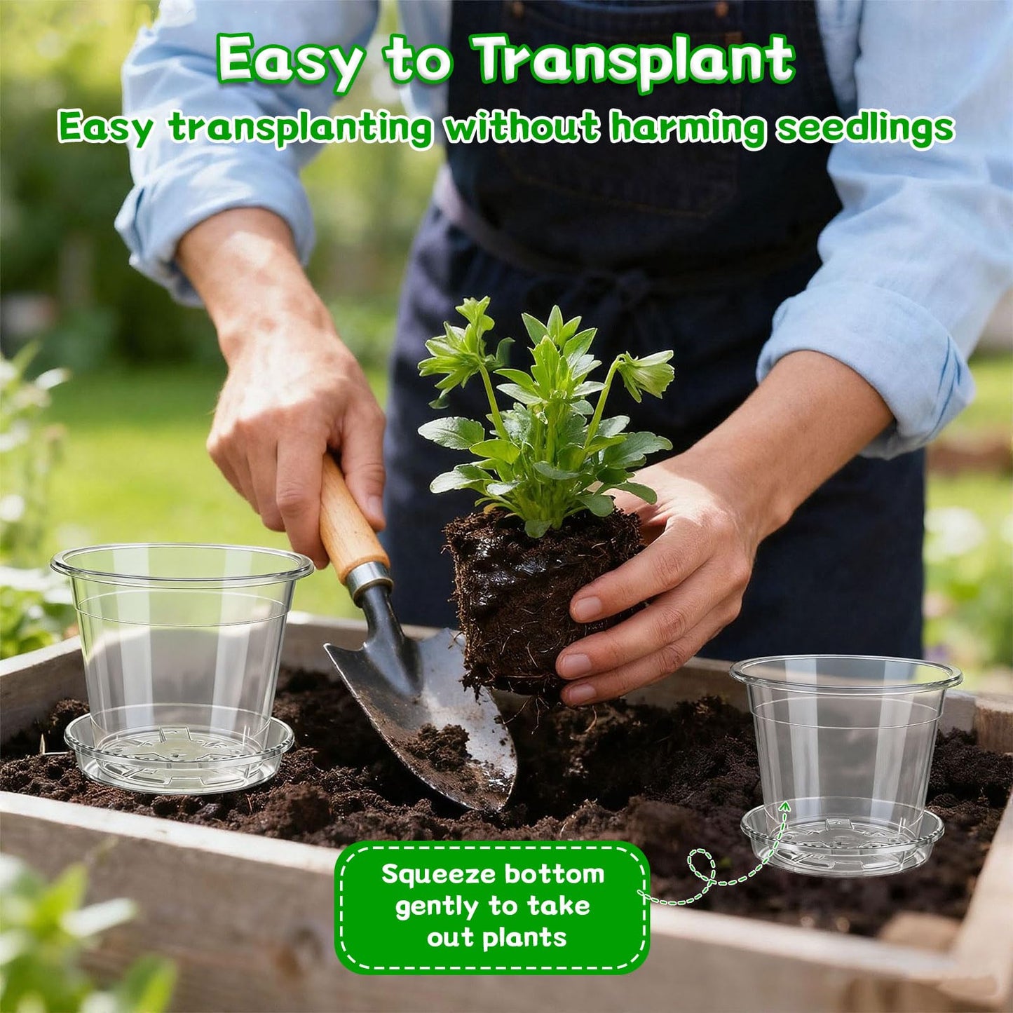 FDKYOEK 30Pack Clear Nursery Pots with Drainage and Saucer, 3/4/5/6/7in Clear Plastic Pots for Plants Flowers Succulents Vegetables, Transparent Plant Pots with 100 Planter Labels for Seedling Starter
