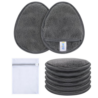 SINLAND 6 Pack Microfiber Makeup Remover Pads Reusable Makeup Eraser Washable Facial Cleansing Pads With Laundry Bag Dark Grey