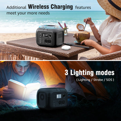 SinKeu Solar Powered Generator 300W Peak/70400mAh, 260Wh Portable Power Station with Panels 40W Included, Solar Generator with AC Outlet 110V for Home Use, Camping, Outdoor, Power Backup