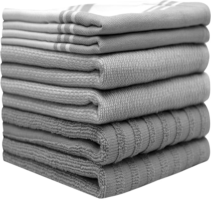 Premium Kitchen Towels | Large Cotton Dish Towels | Flat & Terry Highly