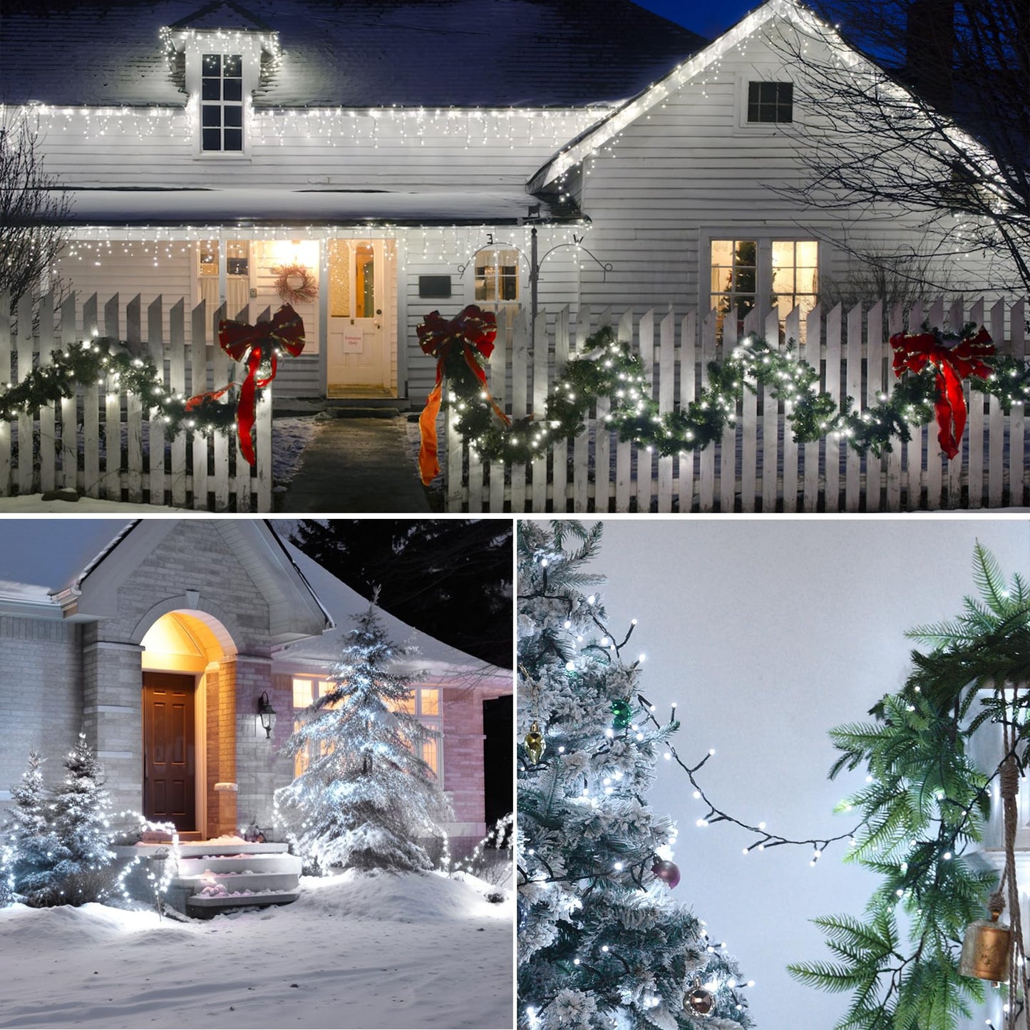 Cluster Lights Christmas 1000 Led Fairy Lights Green Wire 108FT Twinkle Lights with Remote 8 Modes String Lights Timer Plug in Firecracker Fairy Light for Outdoor Valentines Day Decorations,Cool White