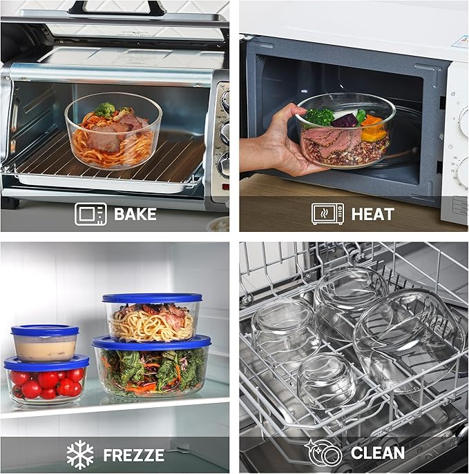 Vtopmart 4 Pack Glass Bowls