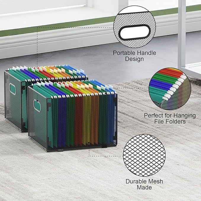 samstar 2 Pack Hanging File Organizer, Mesh File Folder Box Filing Box File