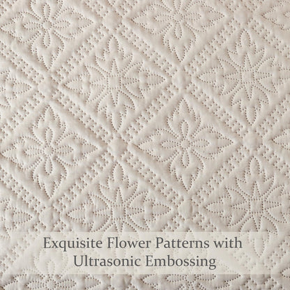 Exclusivo Mezcla Queen Quilt Bedding Set, Lightweight Soft Bedspreads Coverlets with 2 Pillow Shams, Modern Brich Beige Quilts Queen Full Size for All Seasons