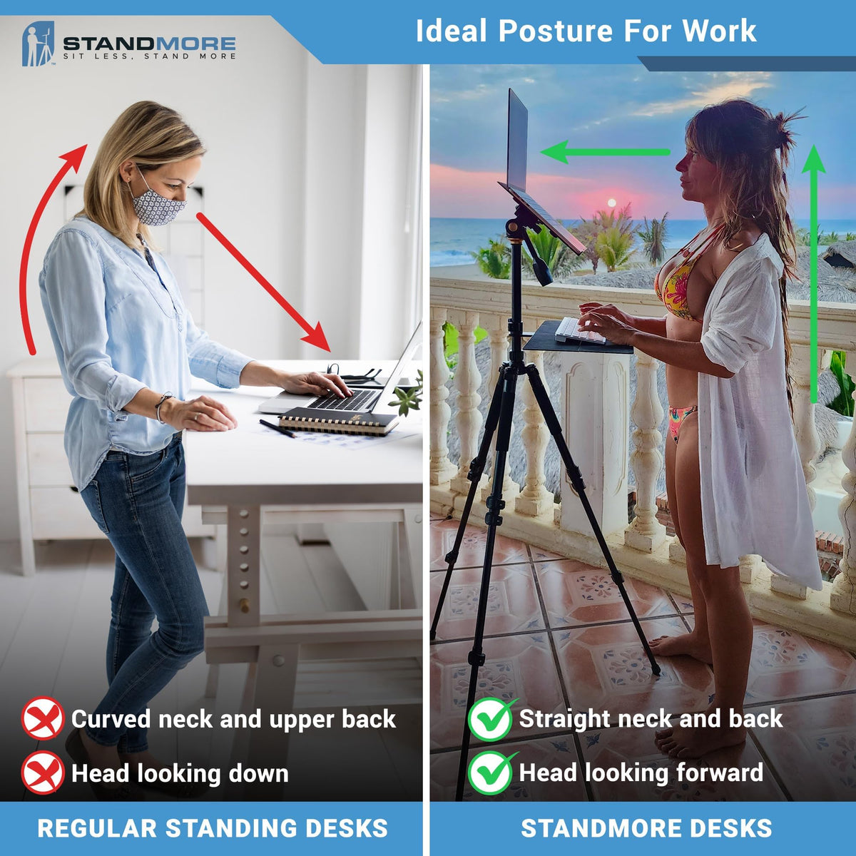 Portable Standing Desk with Keyboard Tray - Ergonomic, Height Adjustable Table with Carrying Bag for Indoor and Outdoor Use. Lightweight Design to Work Anywhere, Stay Healthy, and Stand More