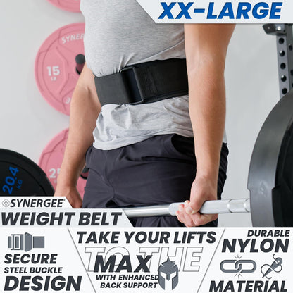 Synergee Weightlifting Belt 5” Padded Support for Squats Deadlifts Powerlifting & Cross Training - XX-Large