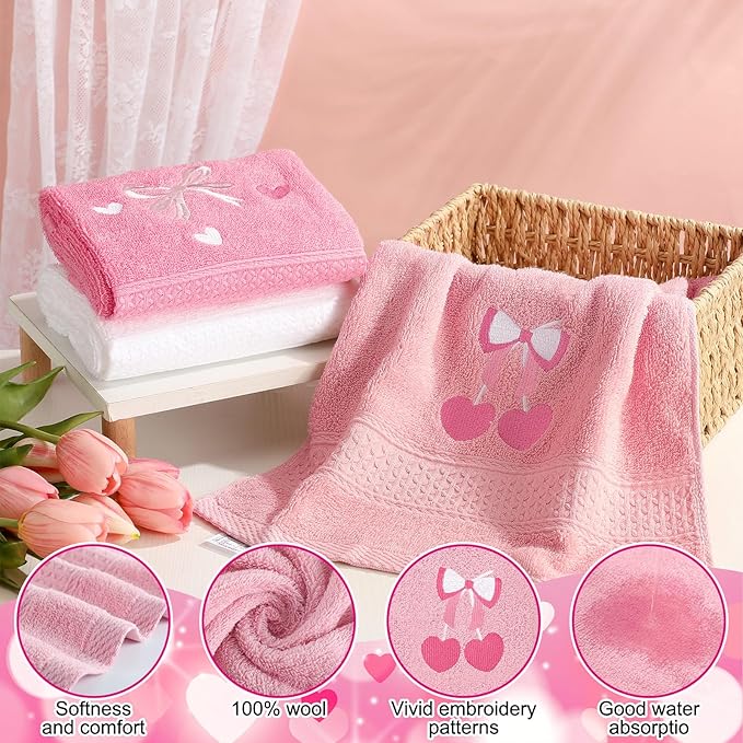 3 Pcs Bow Heart Hand Towels for Bathroom Embroidered Bathroom Towels Farmhouse