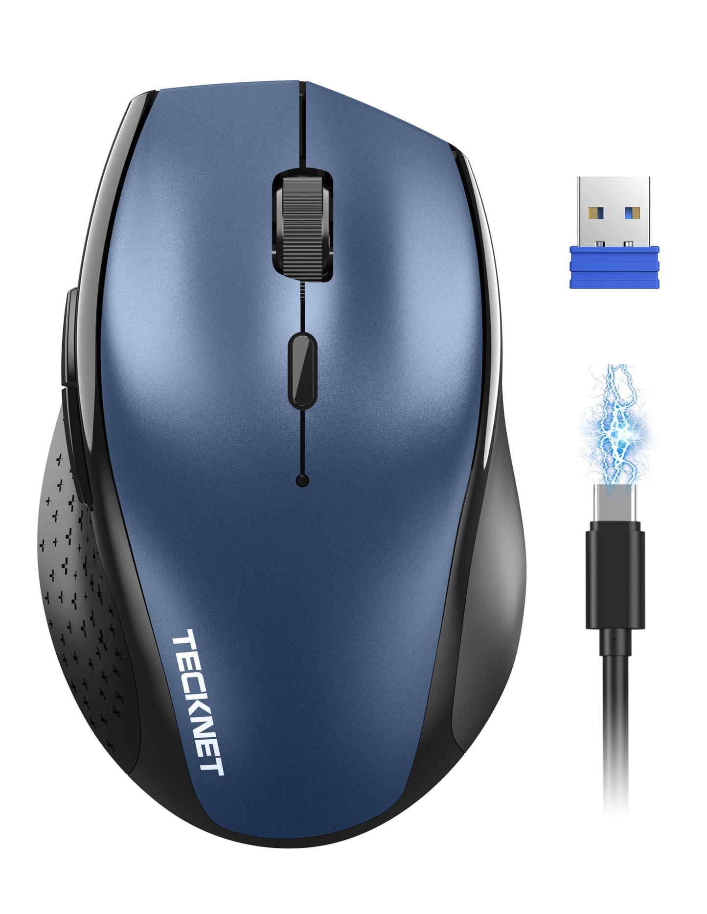 TECKNET Wireless Mouse Rechargeable,Mouse for Laptop Computer,2.4G USB Computer Mice Wireless,6 Button 6400 DPI Ergonomic Silent Mice,Portable Cordless Travel Mice-Wide Compatibility