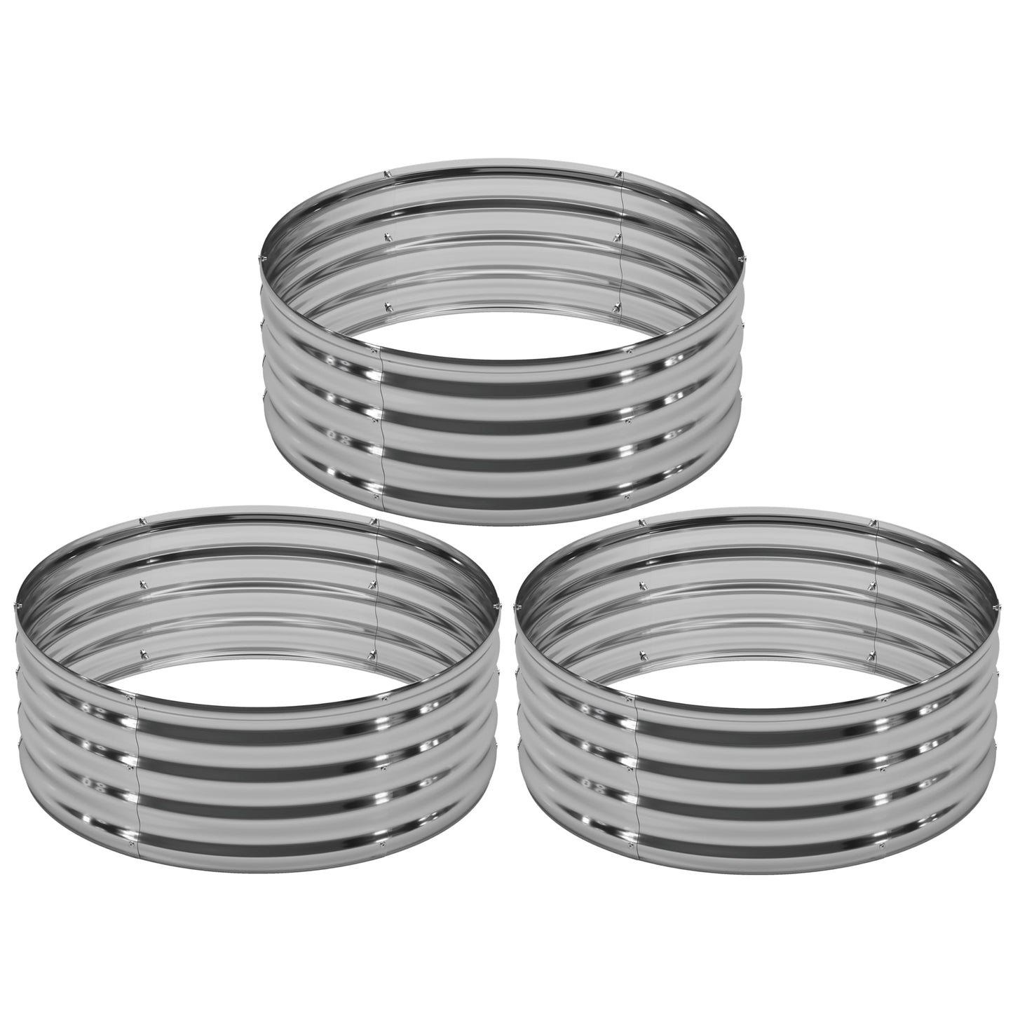 DIIYIV 3Pack 2x2x1ft Galvanized Raised Garden Bed, Planter Raised Garden Beds Outdoor, Round Clearance Raised Garden Beds for Gardening Vegetables