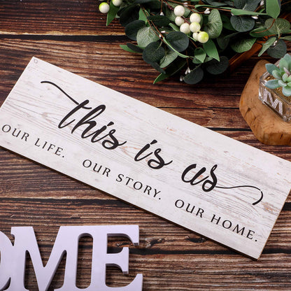 Jetec This Is Us Wall Sign Wooden Family Wall Plaques Inspiration Sign Farmhouse Entryway Rustic Plaques Art with Quotes for Living Room Bedroom Christmas Decorations(Antique White)