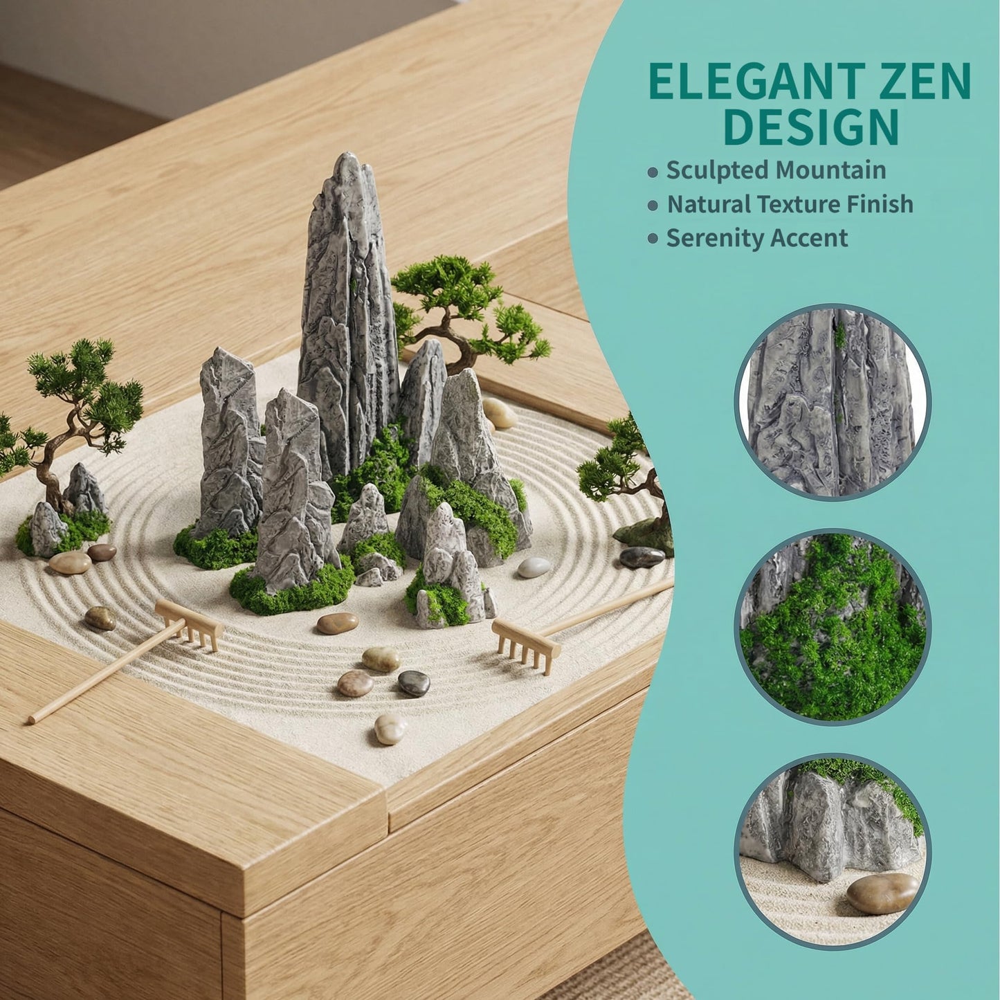 Wionin 8 Pieces Rockery Decor Zen Garden Accessories Micro Landscape Garden Decoration Mountain Landscape Figurines Mini Statues for Bonsai for Home Office Displays