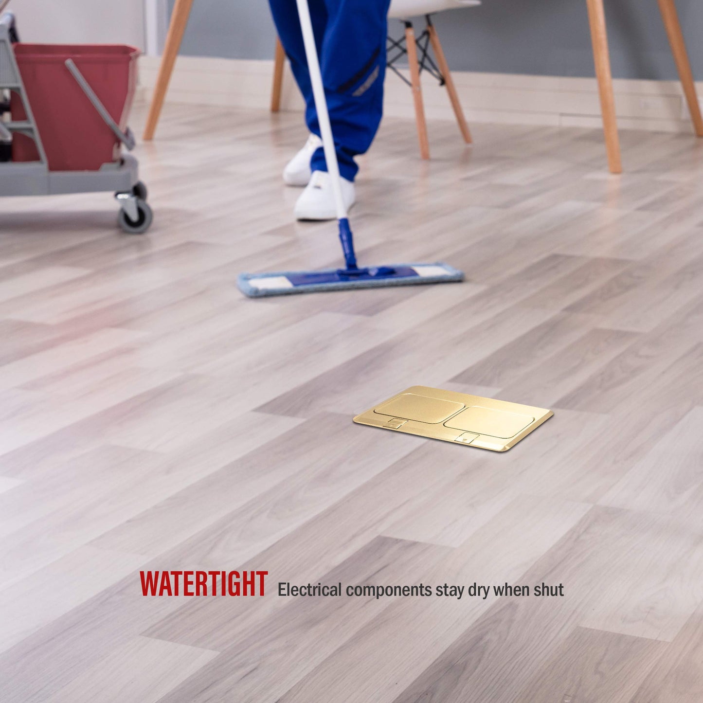 ENERLITES Dual Pop-Up Floor Box Kit, 8.68" X 4.75" Cover, 20A Tamper-Weather Resistant Receptacle Outlets, RJ45 Data Ports, Watertight Gasket, Corrosive Resistant Hardware, Brass (962301-C-D)