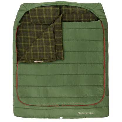 Naturehike Flannel Queen Size Double Sleeping Bag for Adults with Pillows, Doublewide Two Person Sleeping Bag for Couples & Whole Family, All Seasons for Camping, Hunting & Bedding