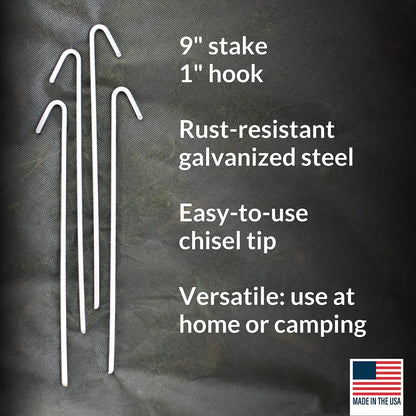Pinnacle Mercantile 60 Pack Tent Stakes Metal Garden Edging Fence Hooks Pegs Christmas Decoration Stakes Made USA 9 inches Long