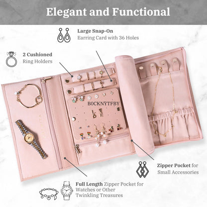 COSMIYA Personalized Initial Travel Jewelry Case - Monogram Custom Gifts For Women, Bridesmaid Gifts, Travel Jewelry Organizer, Customized Travel Jewelry Box, Birthday Gifts For Mom