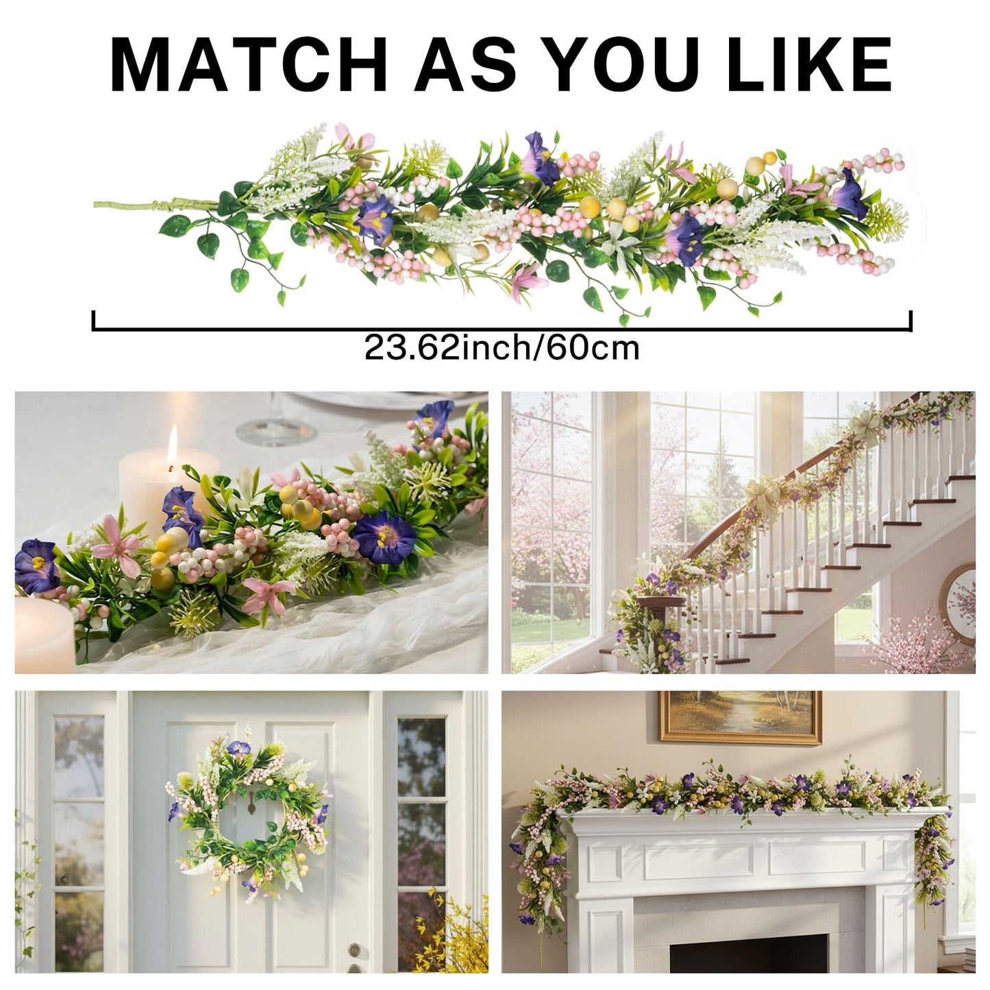 MOYEE Centerpieces for Tables Wreath with Candle Holder,Candle Ring, Black Metal Candlestick with an Artificial Wreath 14 in Versatile Dining Table Centrepiece